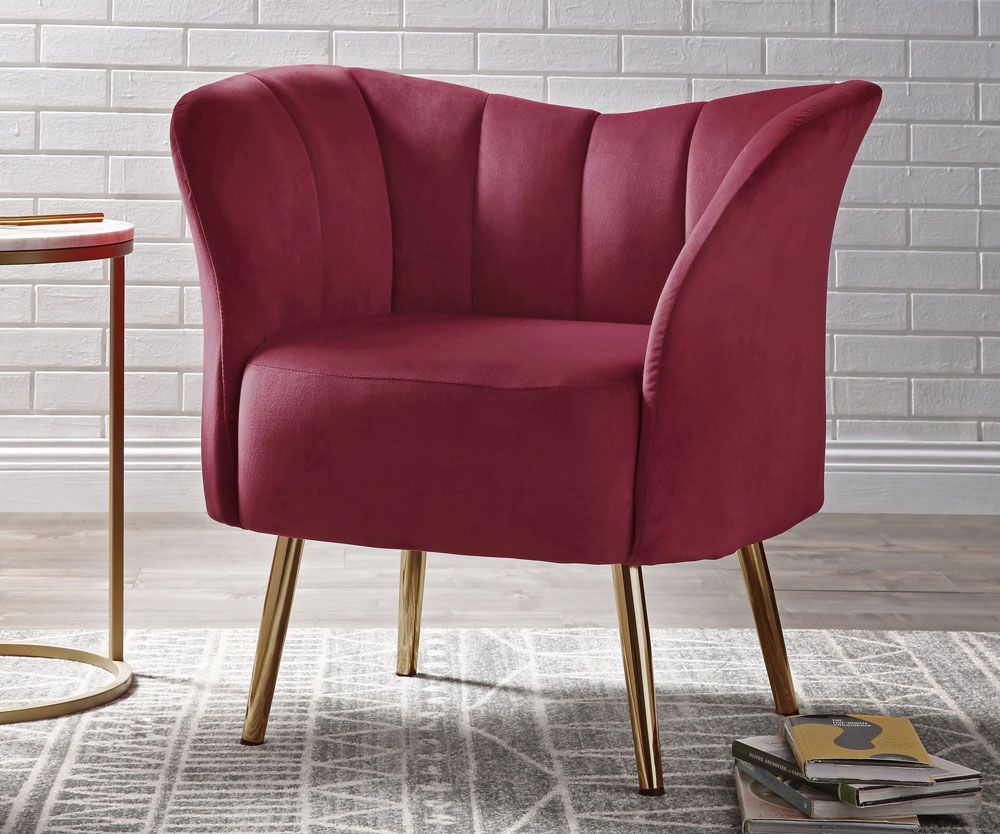 Koger Burgundy Velvet Accent Chair