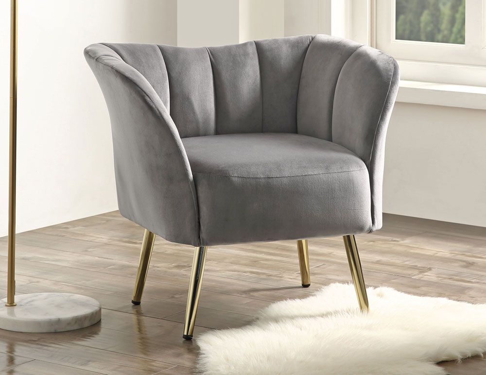 Koger Grey Velvet Accent Chair