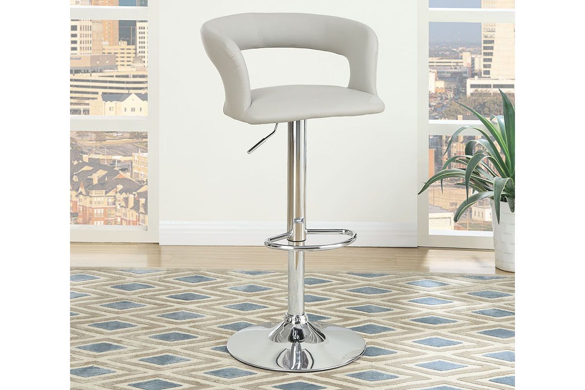 Jamila Grey Leather Bar Stool Set of 2