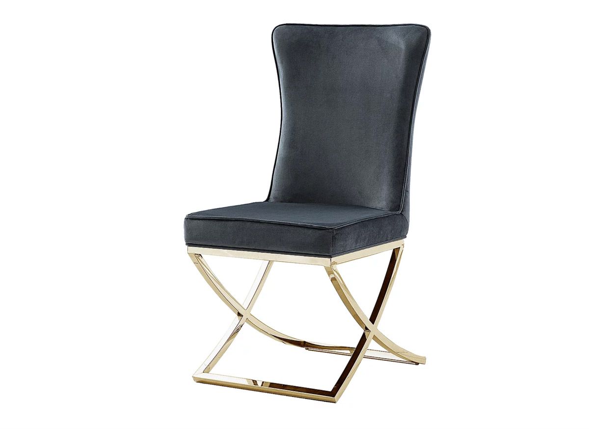 Baristo Grey Velvet Dining Chair Gold Base