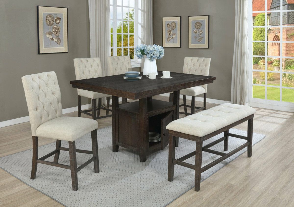Lancaster Rustic Finish Counter Height Table Set