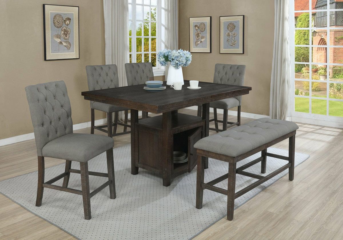 Lancaster Counter Height Table Set With Grey Chairs