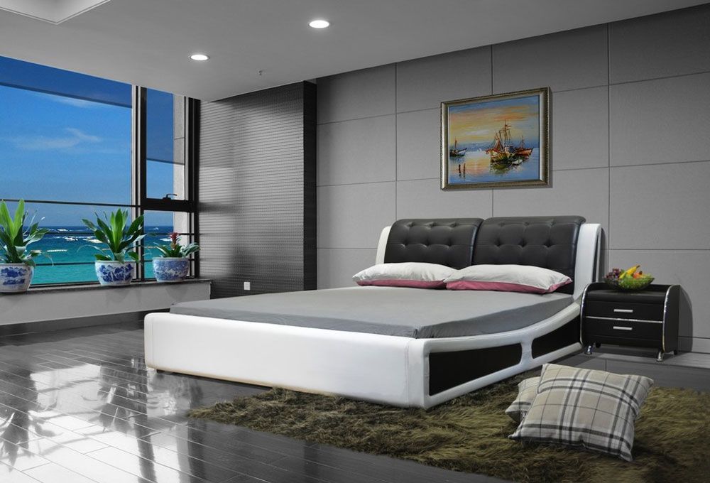 Landon Modern Leather Platform Bed