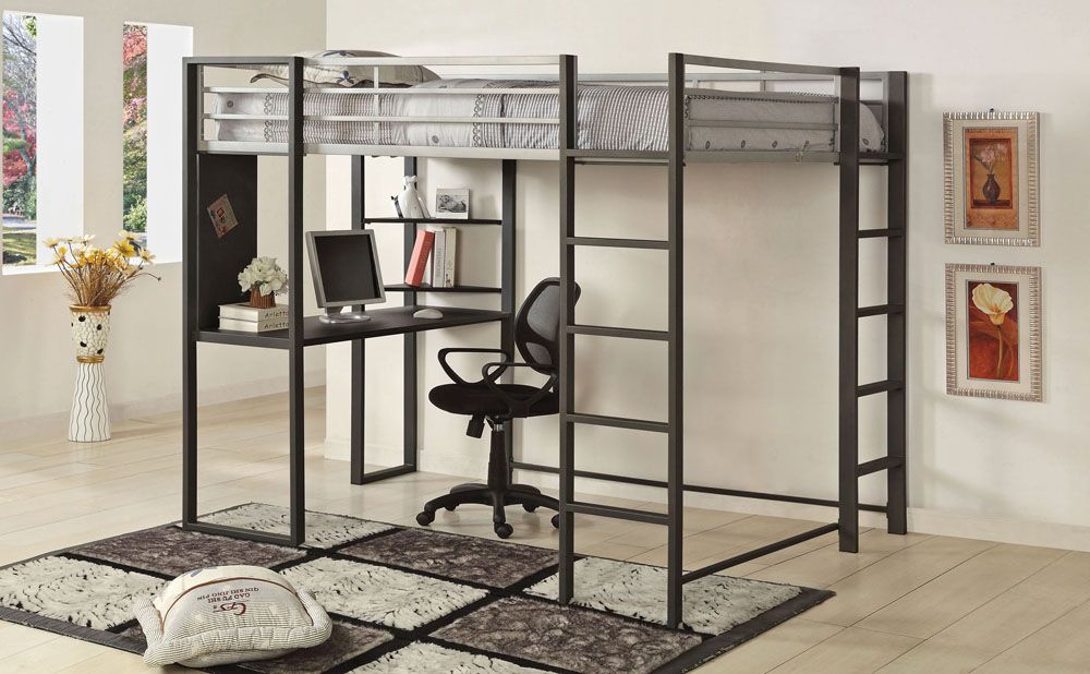 Langley Full Size Loft Bed With Workstation,Langley Loft Bed With Workstation