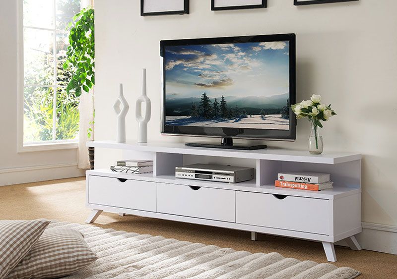 Lanie Modern White TV Stand,Lanie White TV Stand Drawers
