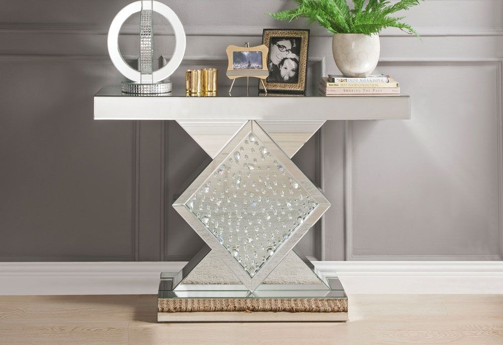 Larock Crystal Accented Mirrored Console