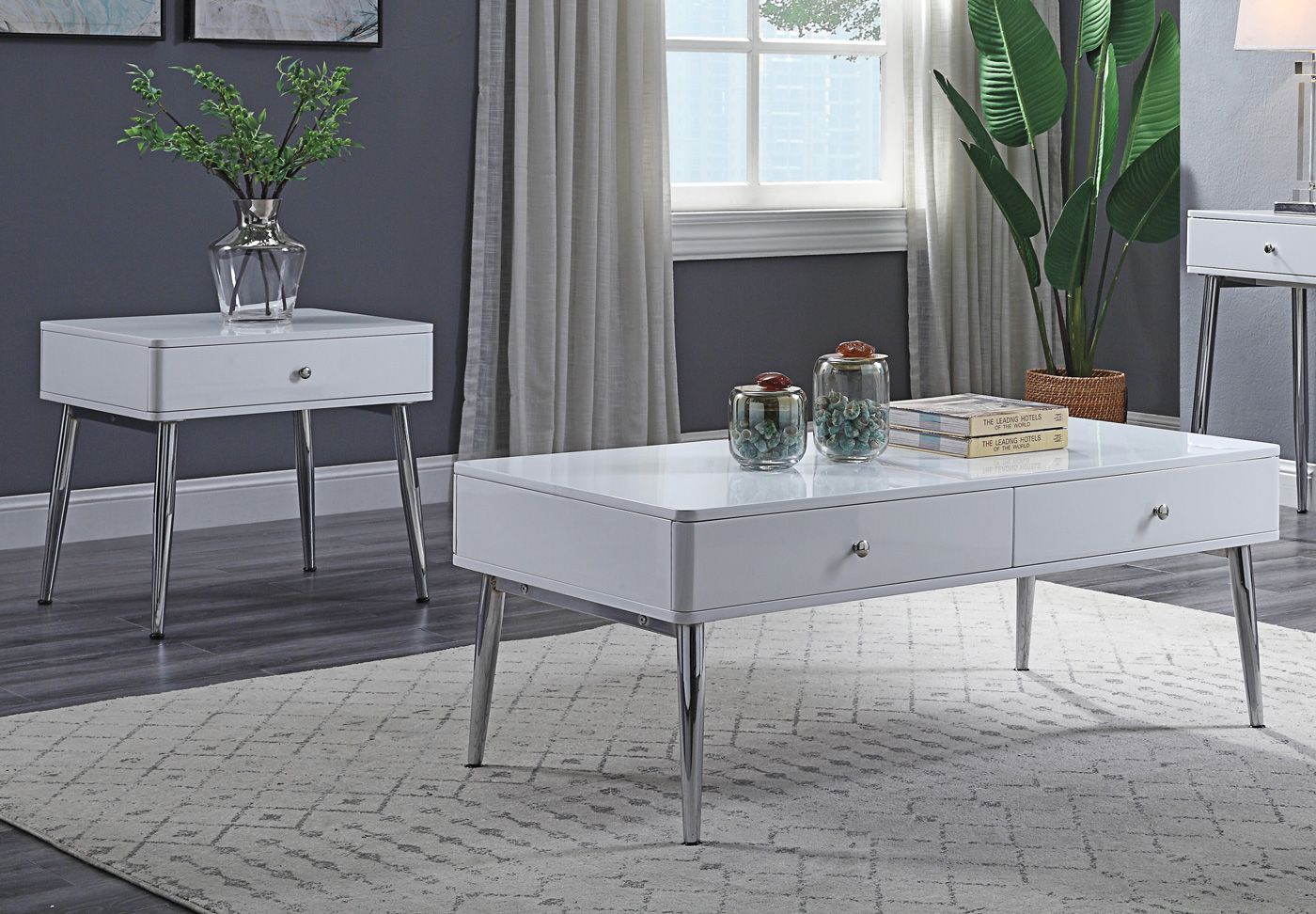 Larson Storage Coffee Table White Lacquer