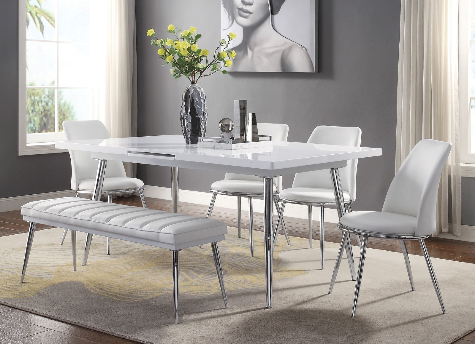 Larson Extendable Dining Table White Lacquer