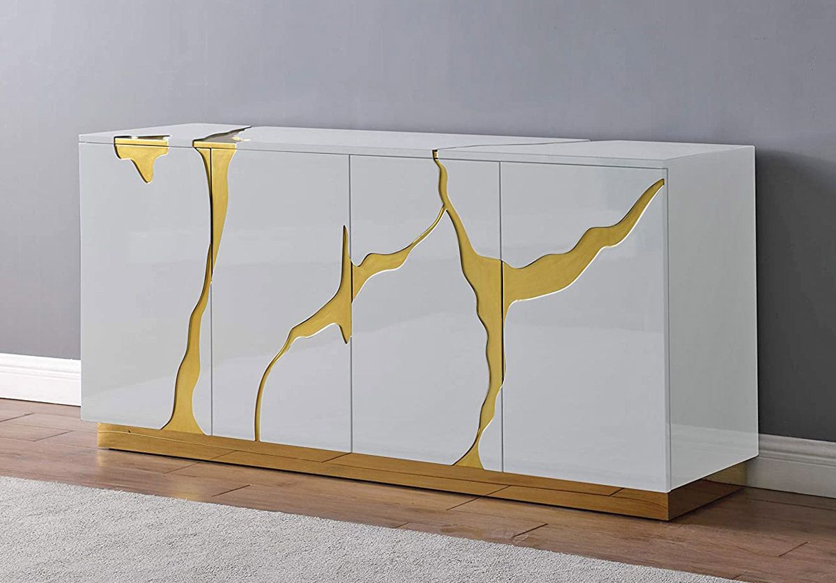 Lava White And Gold Sideboard