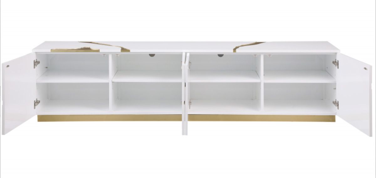 Lava White Lacquer TV Stand Storage