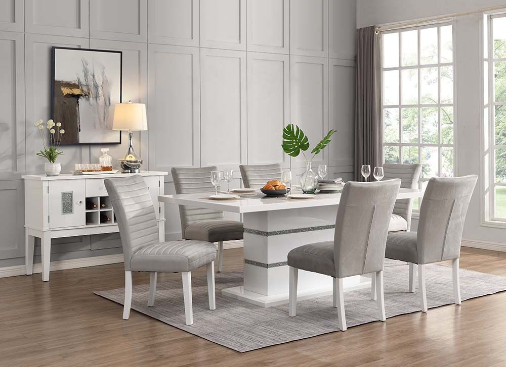 Laval Modern Dining Table Set White Lacquer