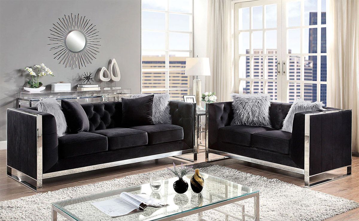 Lavena Black Modern Sofa Set