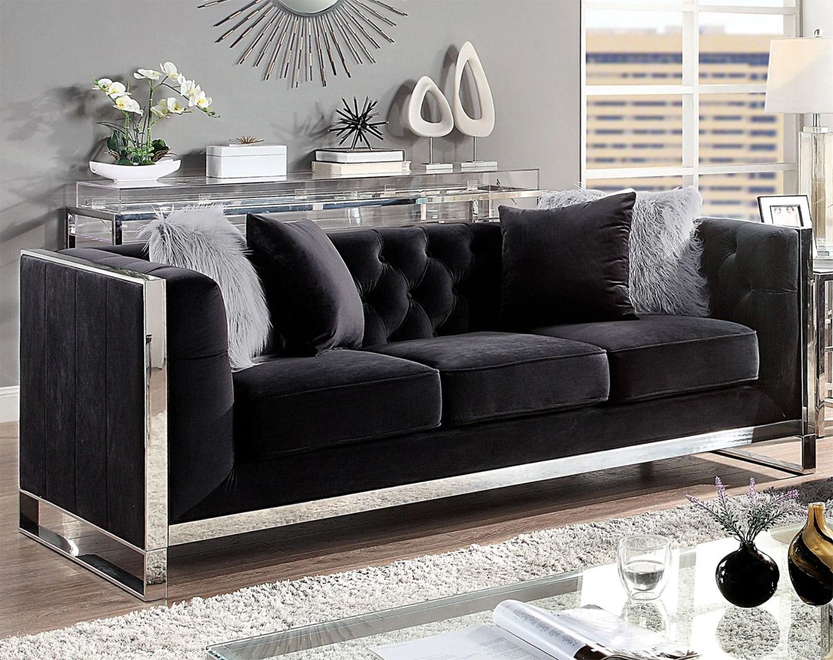 Lavena Black Modern Sofa