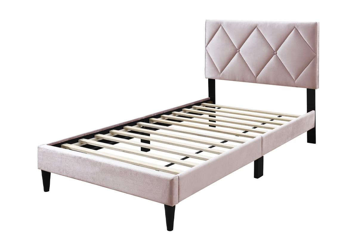 Lazer Light Pink Velvet Bed