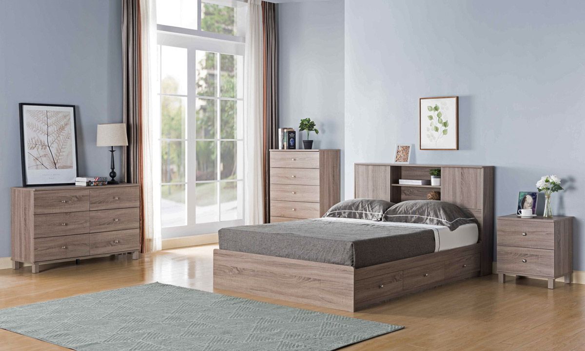 Lazer Rustic Taupe Storage Bed
