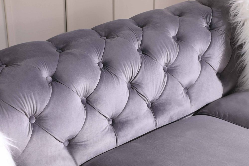 Lazo Gray Velvet Tufted Back