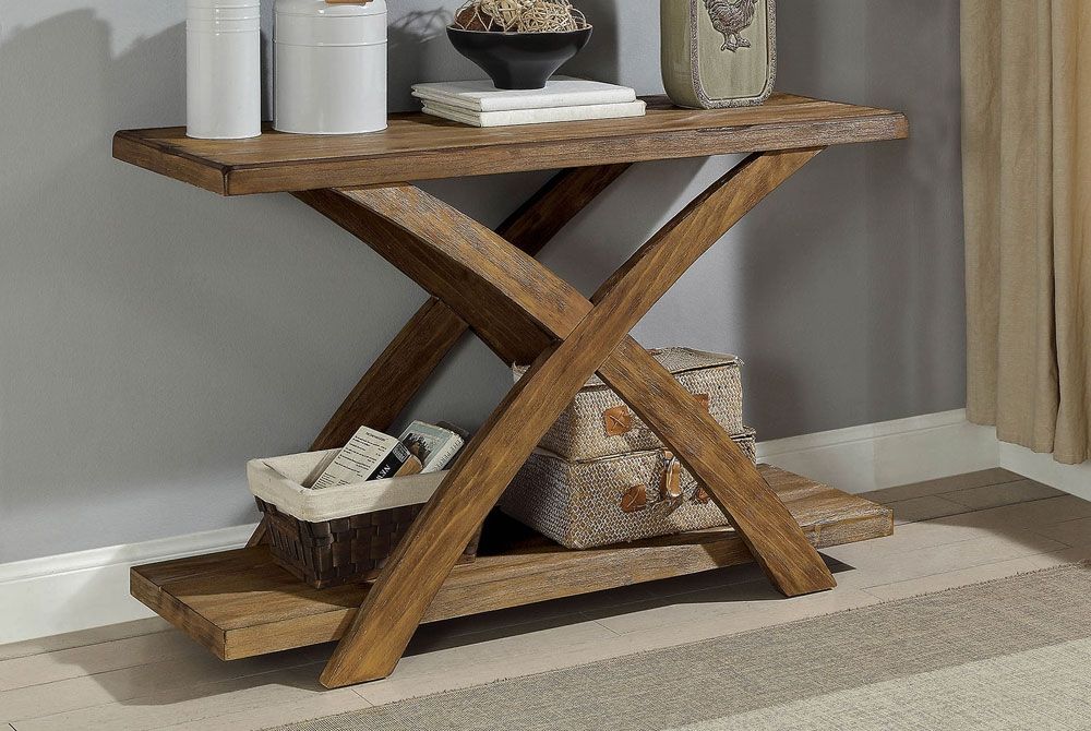 Leandra Rustic Oak Finish Sofa Table