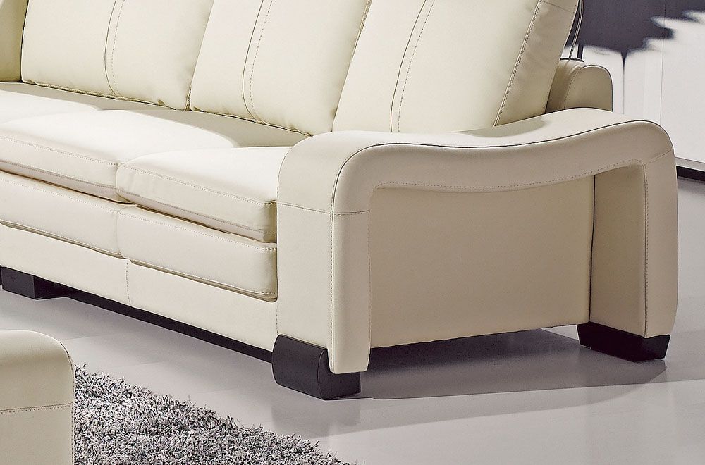 Ivory Leather Sectional Storage Armrest