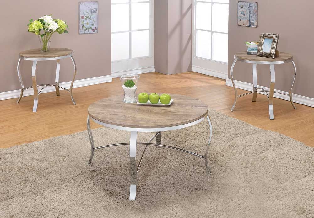 Lanar Rustic Oak Modern Coffee Table Set