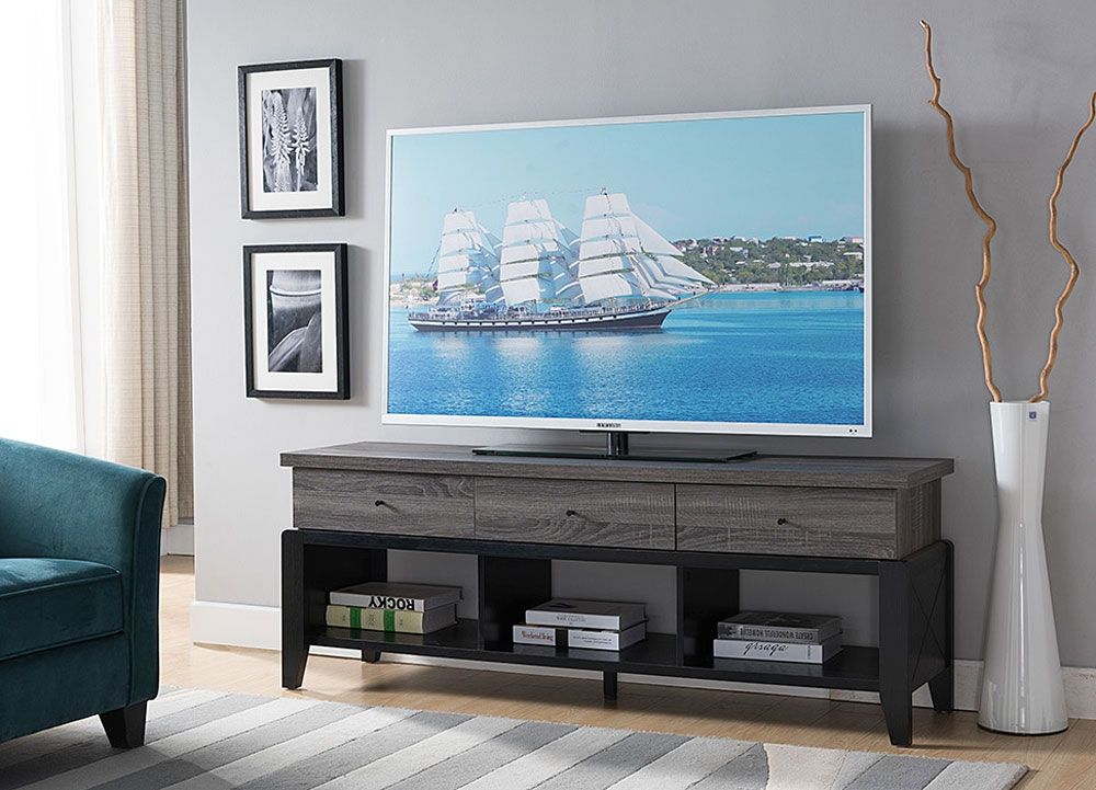 Lena Black Finish TV Stand,Lena TV Stand Drawer
