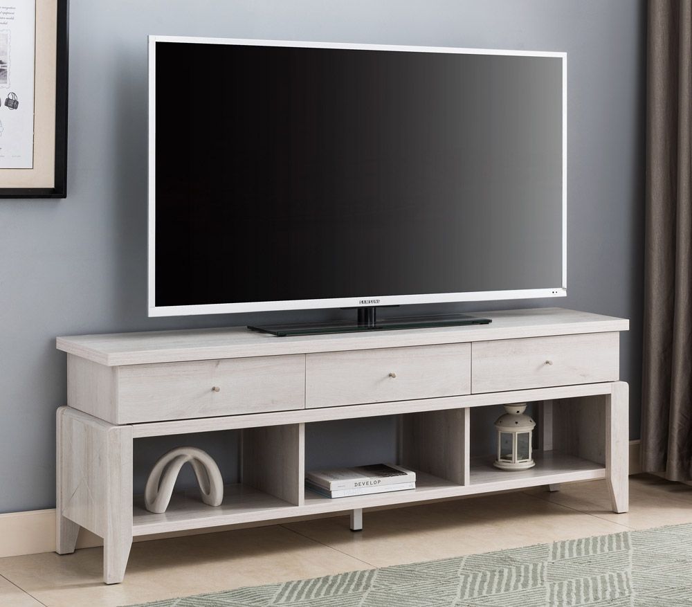 Lena White Oak Finish TV Stand