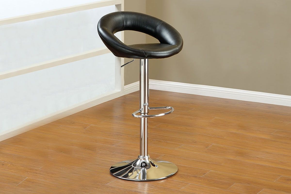 Larry Black Leather Bar Stool Set of 2