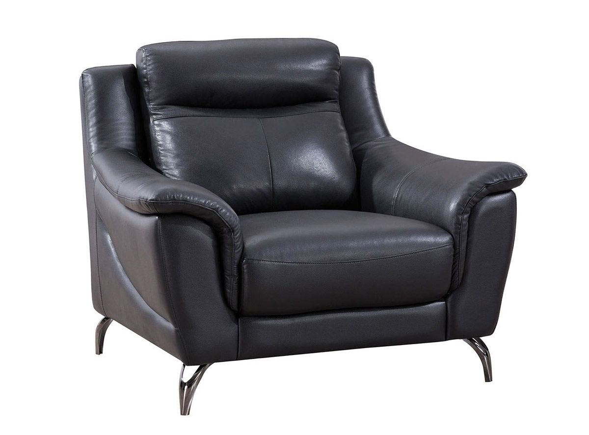 Levan Black Genuine Leather Chair