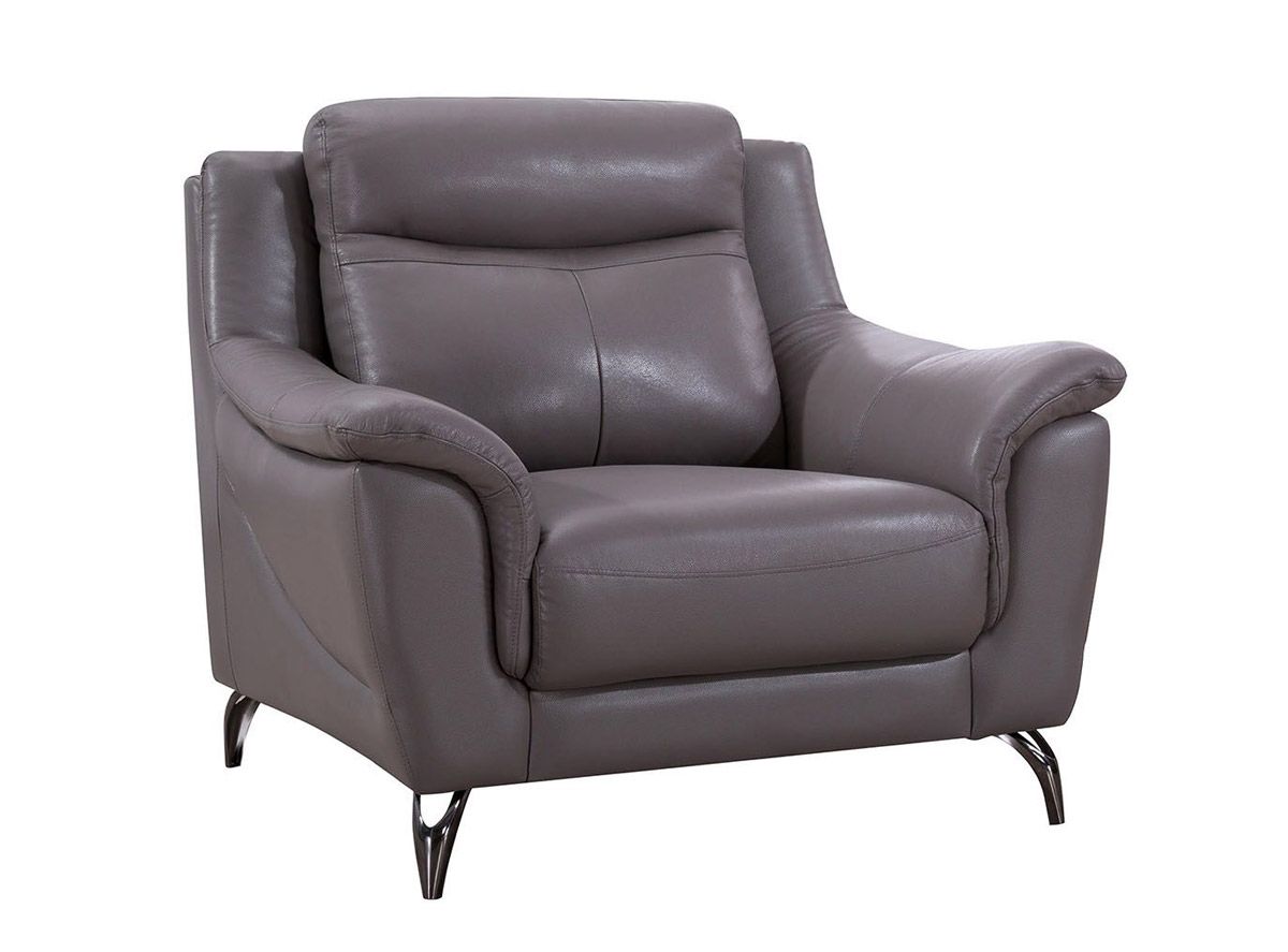 Levan Dark Tan Genuine Leather Chair