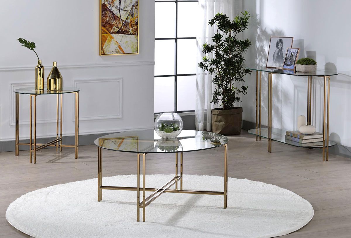 Leven Gold Finish Coffee Table
