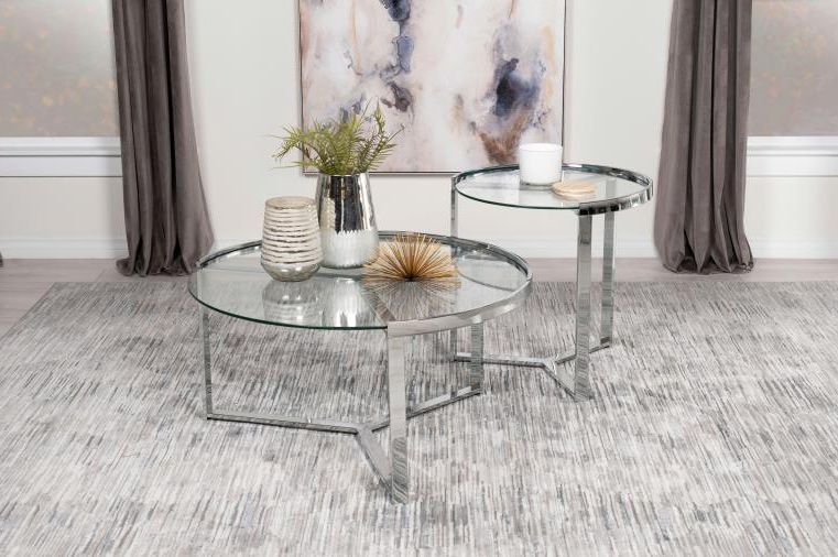 Lillian Chrome Finish Coffee Table 2-Piece Set