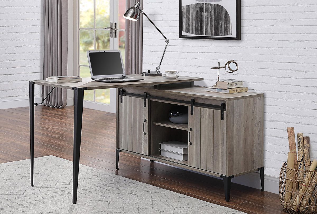 Lima Rustic Grey L-Shape Office Desk