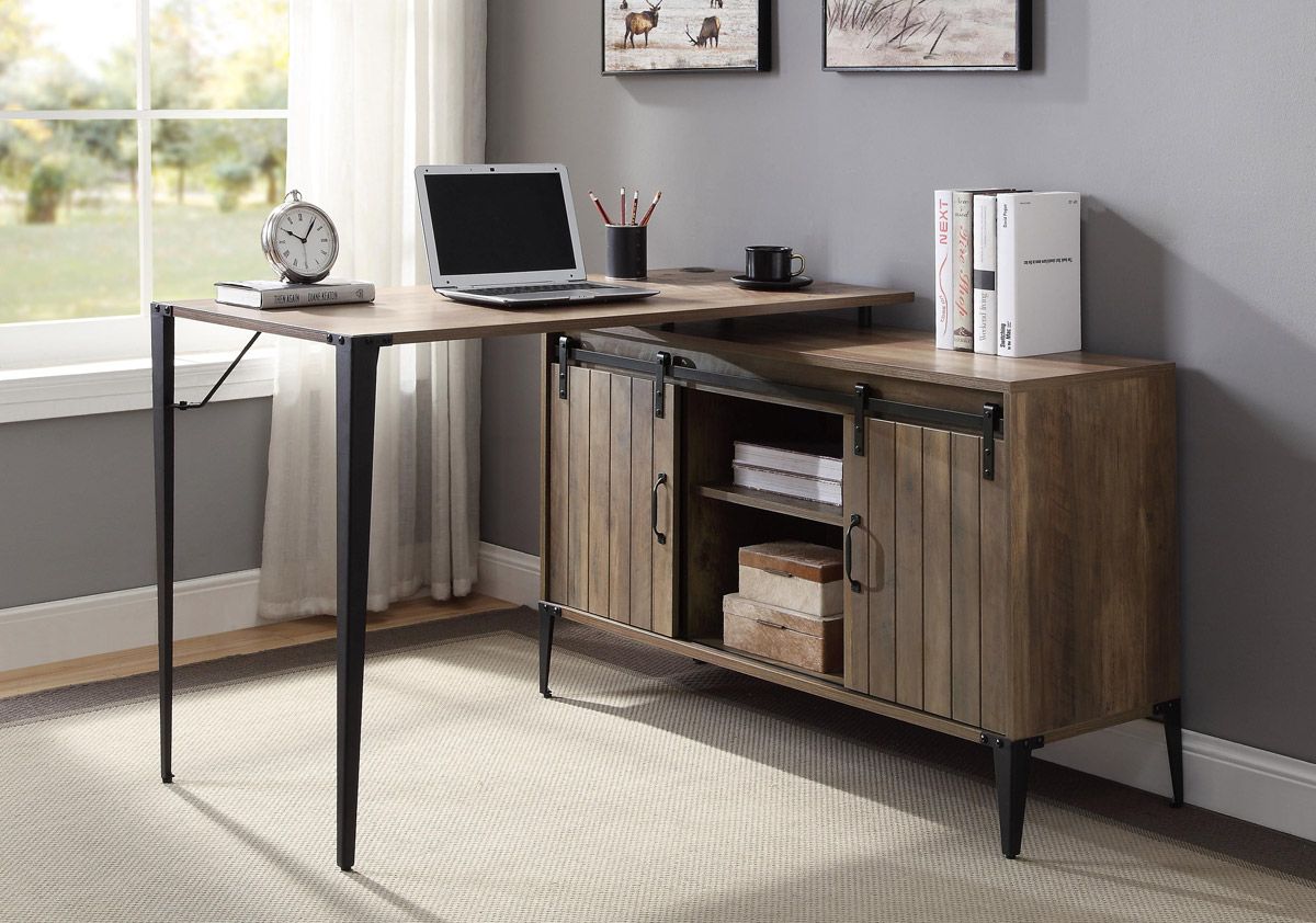 Lima L-Shape Office Desk Rustic Oak