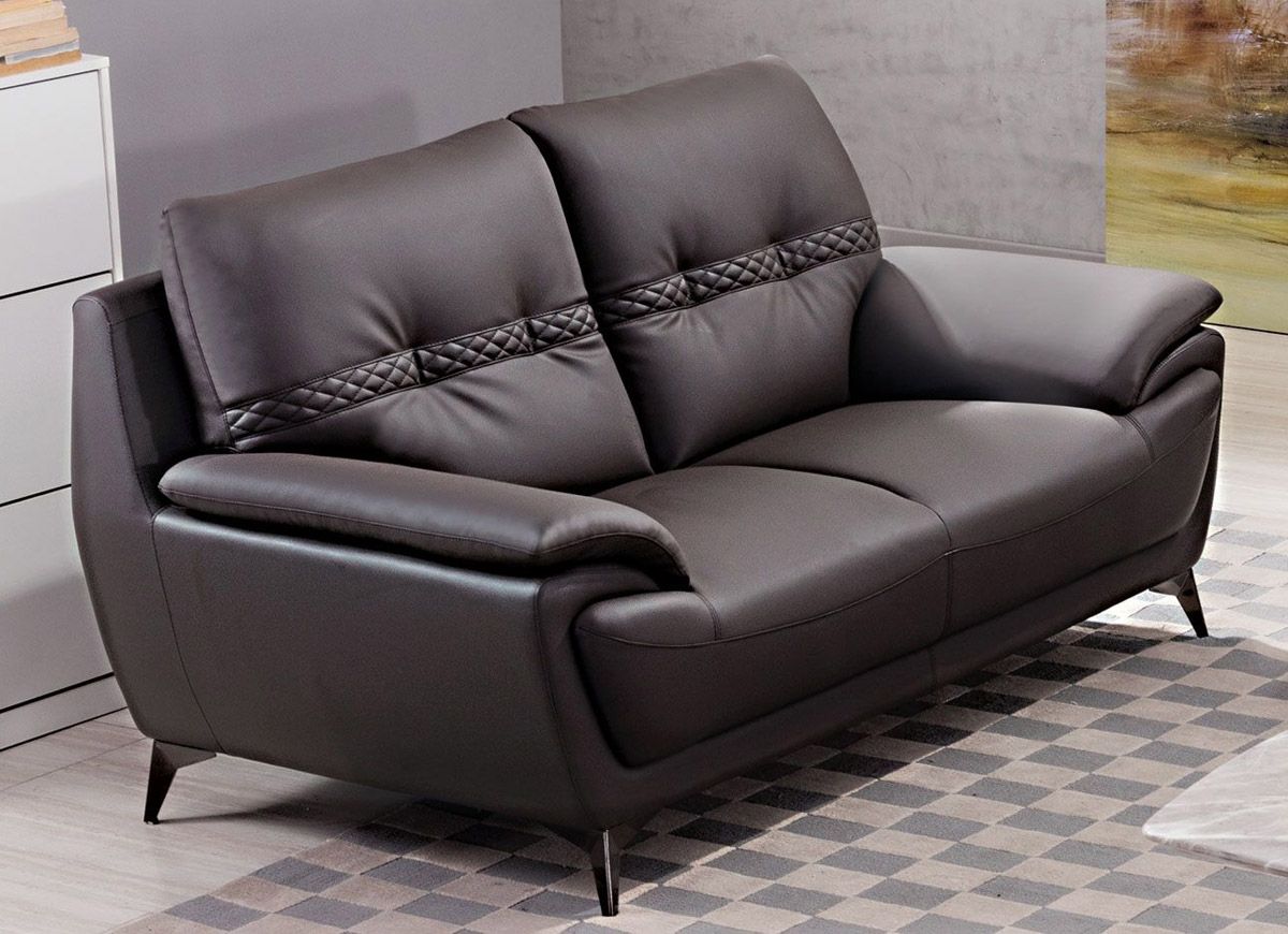 Lina Modern Style Brown Leather Loveseat