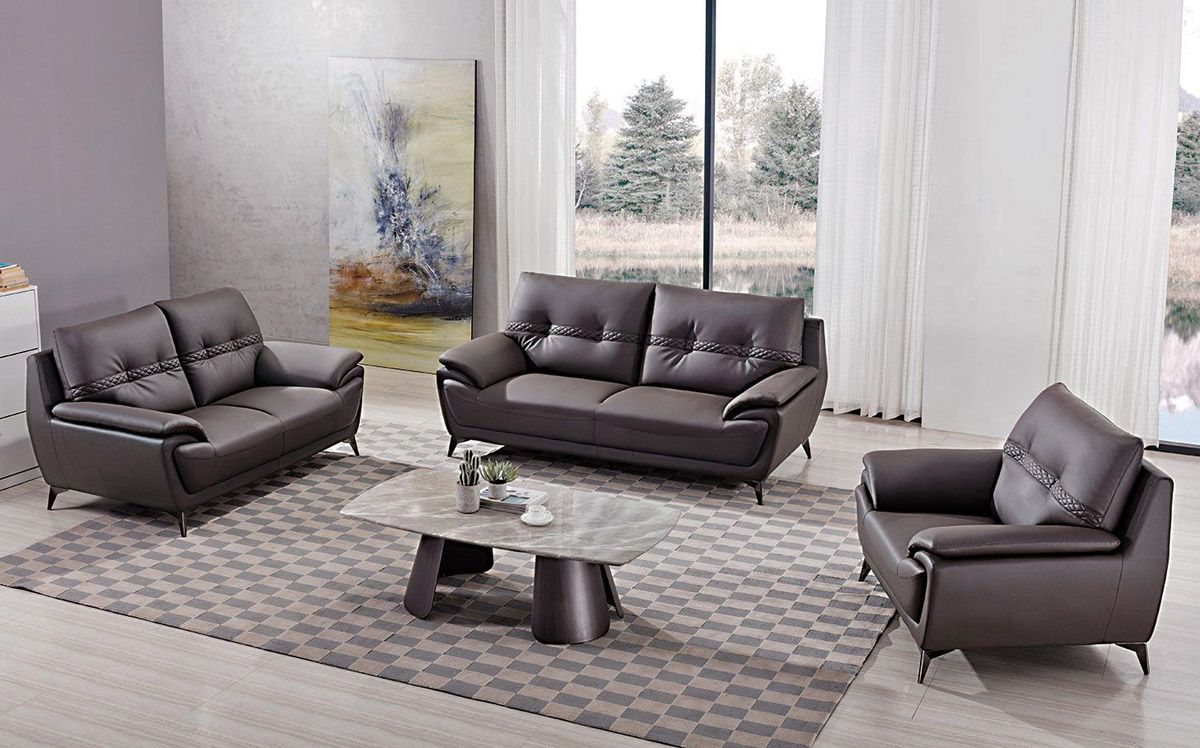 Lina Modern Style Brown Leather Sofa