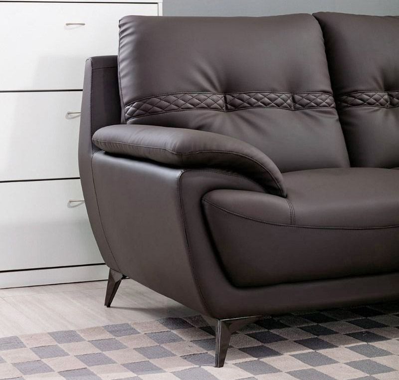 Lina Brown Leather Sofa Armrest