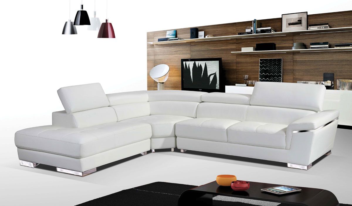 Linda White Leather Modern Sectional