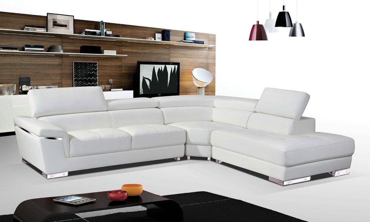Linda White Leather Facing Right Side Sectional
