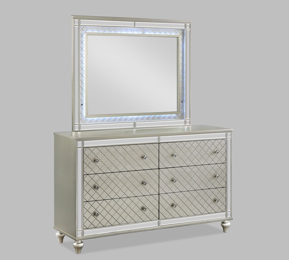 Linton Mirrored Dresser With LED Mirror
