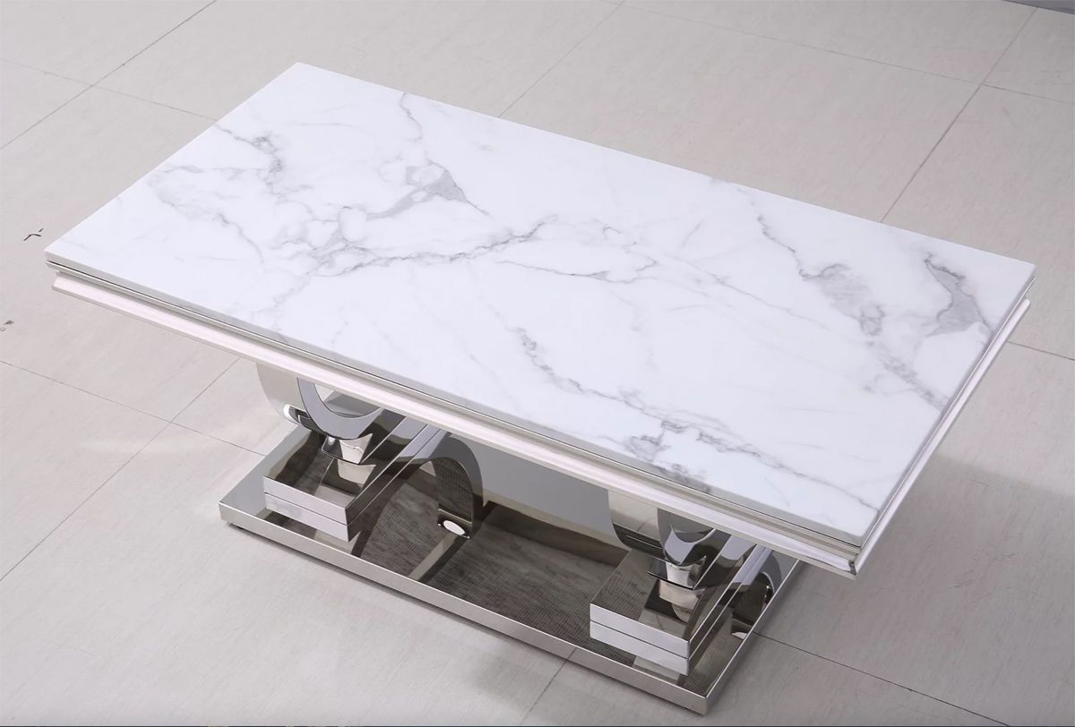 Lippa White Marble Top Coffee Table