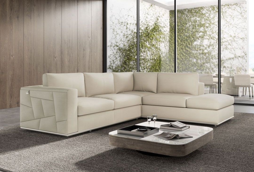 Liverna Modern Beige Italian Leather Sectional