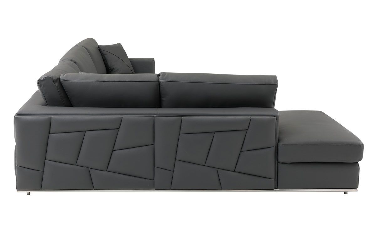 Liverna Dark Grey Leather Sectional Armrest