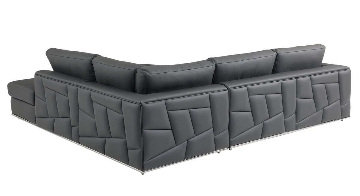 Liverna Dark Grey Leather Sectional Back