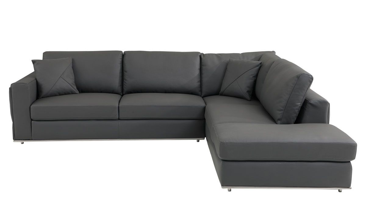 Liverna Dark Grey Leather Facing Right Sectional
