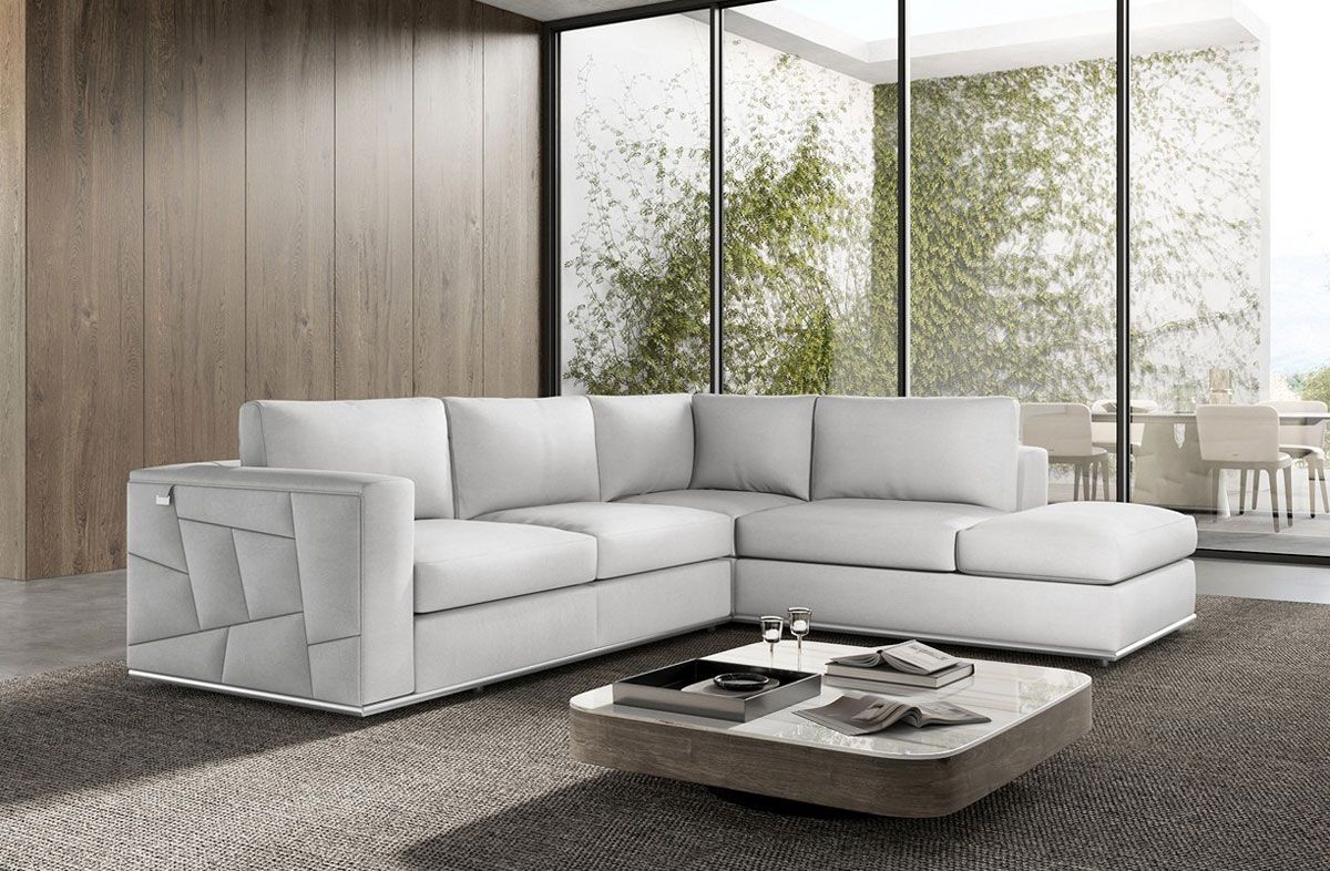 Liverna White Italian Leather Modern Sectional