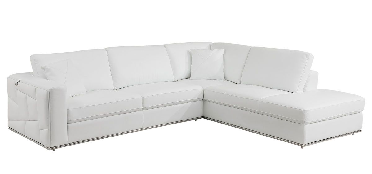 Liverna White Leather Facing Right Sectional