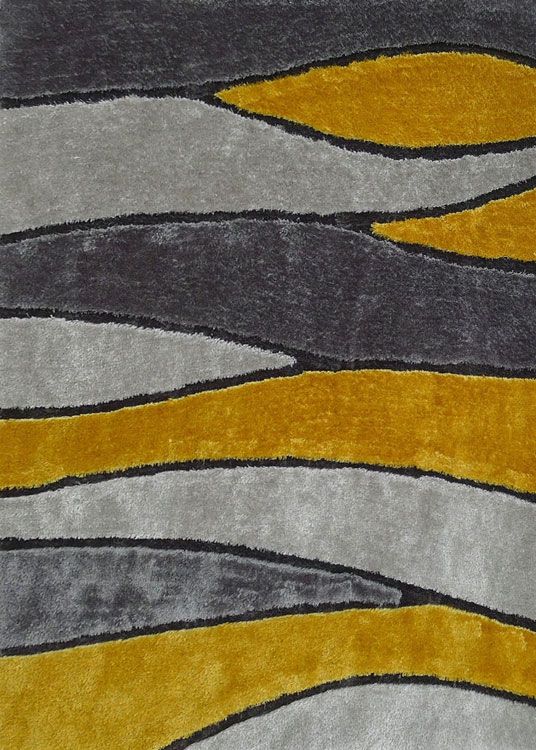 Grey Yellow Modern Shag Rug 120