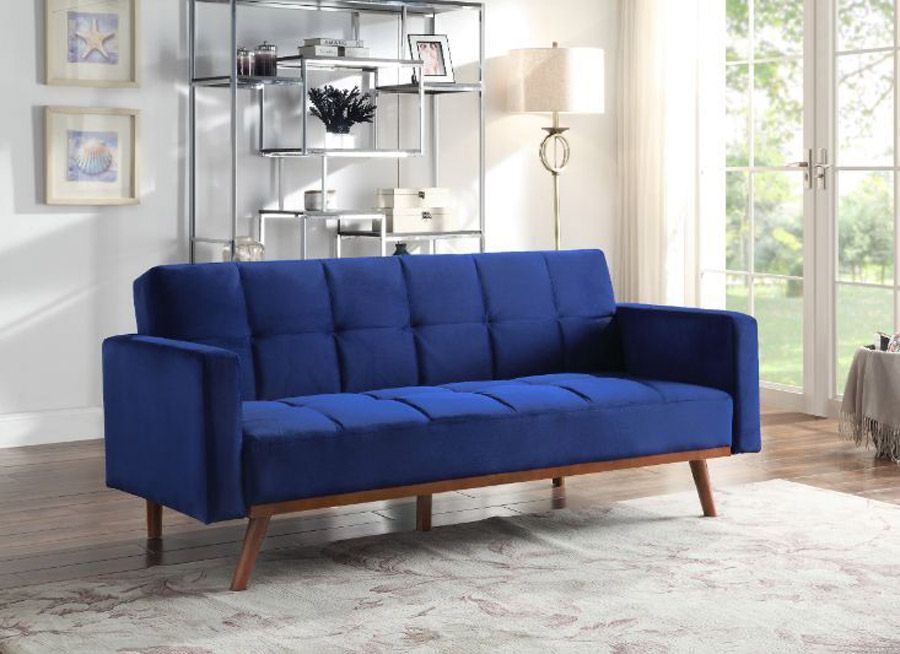 Lizette Blue Velvet Futon