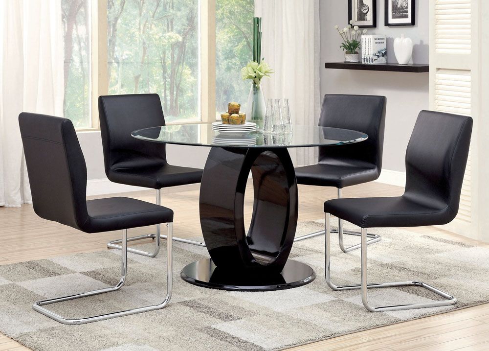 Lodia Black Round Dining Table Set