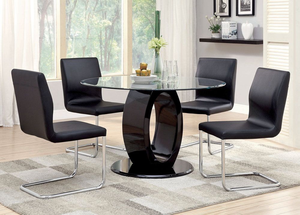 Small round glass clearance dining table set
