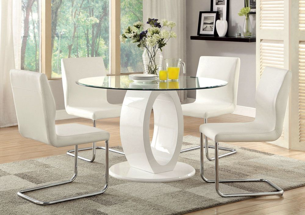 Lodia White Round Modern Table Set